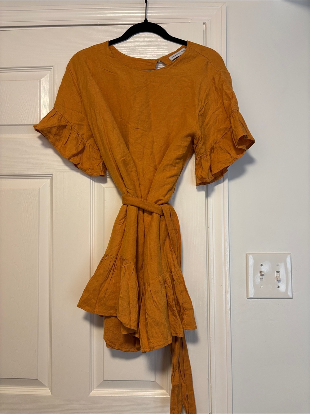Urban Outfitters Ochre Tie-Waist Ruffle Dress